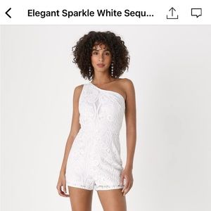 Lulu’s Elegant Sparkly White Romper